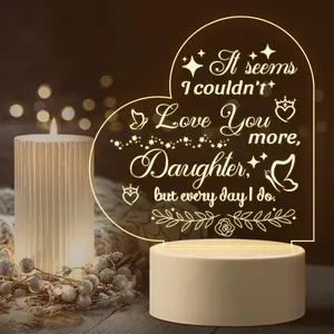 USB Powered Acrylic Night Light, 1 Count Daughter LED Light To My Daughter From Dad, Decorative Desk Lamp for Home Bedroom Living Room, Gift for Daughter From Dad