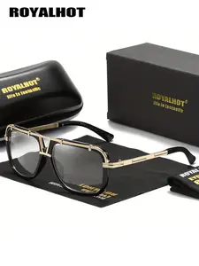 Royalhot 1 Pair Unisex Square Full Frame Fashion Sunglasses, Trendy Sunglasses, Streamlined Design, Comfort and Style, Uv400 Protection, Casual All Seasons