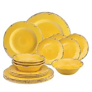 16-Piece Crackle Yellow Dinnerware Set