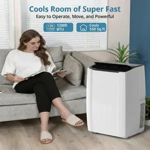 12,000 BTU Portable AC Unit – 4-in-1 Air Conditioner, Dehumidifier, Fan & Remote, Energy Efficient Cooling for Rooms Up to 550 Sq. Ft., White