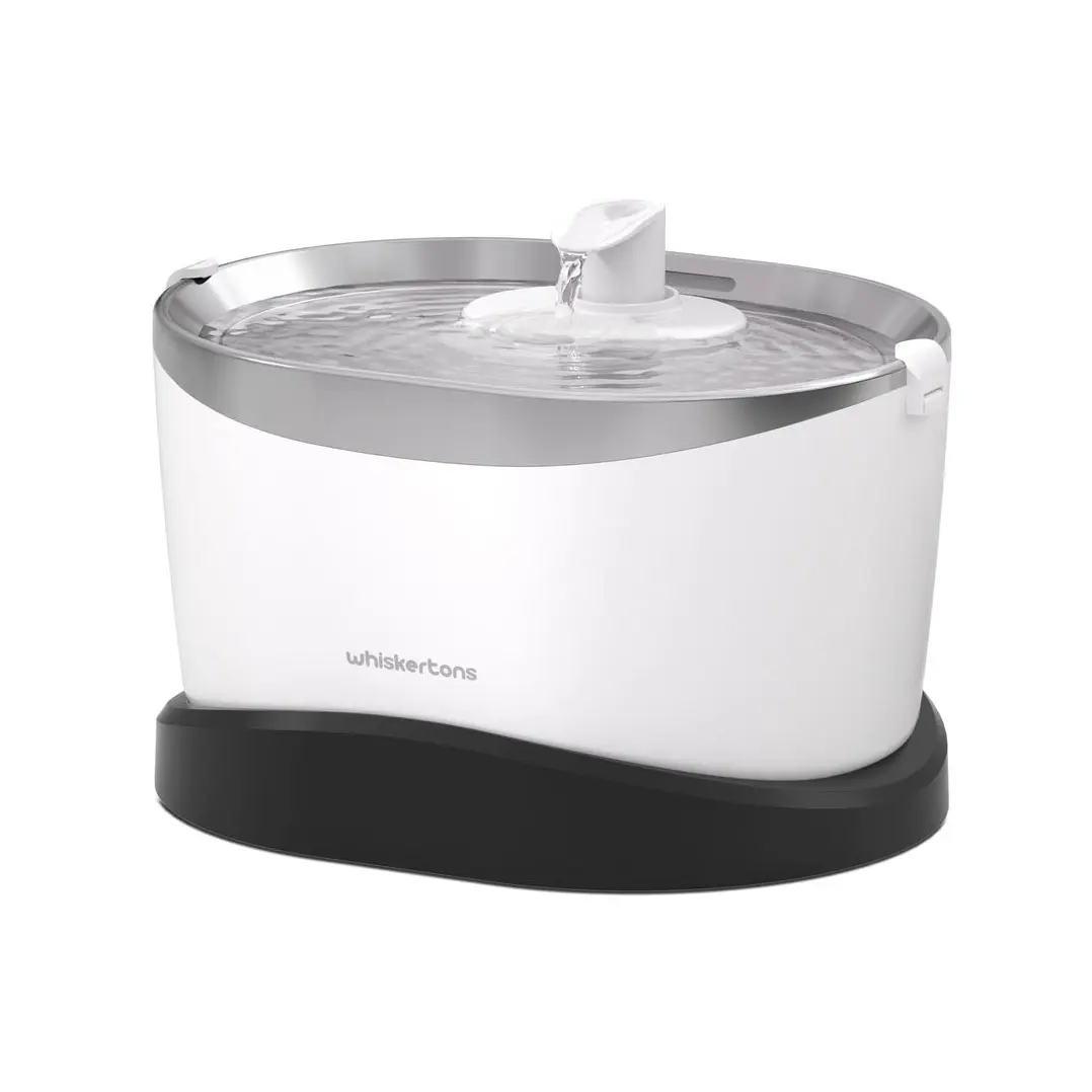 Whiskertons Wireless Cat Water Fountain, Cordless Battery Operated Pet Fountain, 3L/101oz EverMount Cat Fountain, Stainless Steel Tray, Easy to Clean, BPA-Free