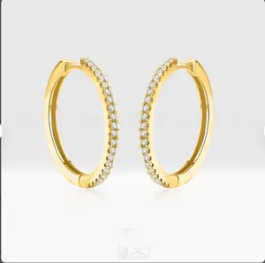14k gold diamond huggie hoop earrings, eternity fine jewelry