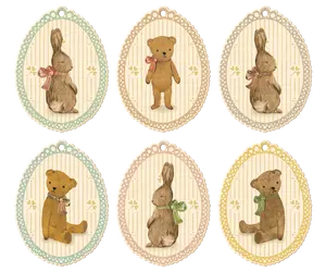 Maileg Gift Tags, 12 pcs - Bunnies & Teddies