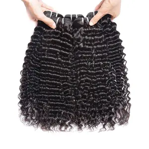 Deep Wave Human Hair Bundles With 5x5 Closure 100% Unprocessed Curly Remy Hair Extensions Natural Black 14''-30'' Length For Black Women