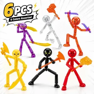 6-Piece Poseable Doll Set, Flexible Stick Figures, Kids' Creative DIY Toys, Random Colors, Fun Educational Playset for Children