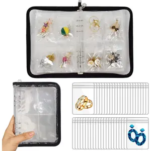 Earring Organizer Case Travel Jewelry Organizer, Transparent Jewelry Storage Book for Necklace Bracelet Ring Holder with 80 Pcs Small Clear Zippered Pouch