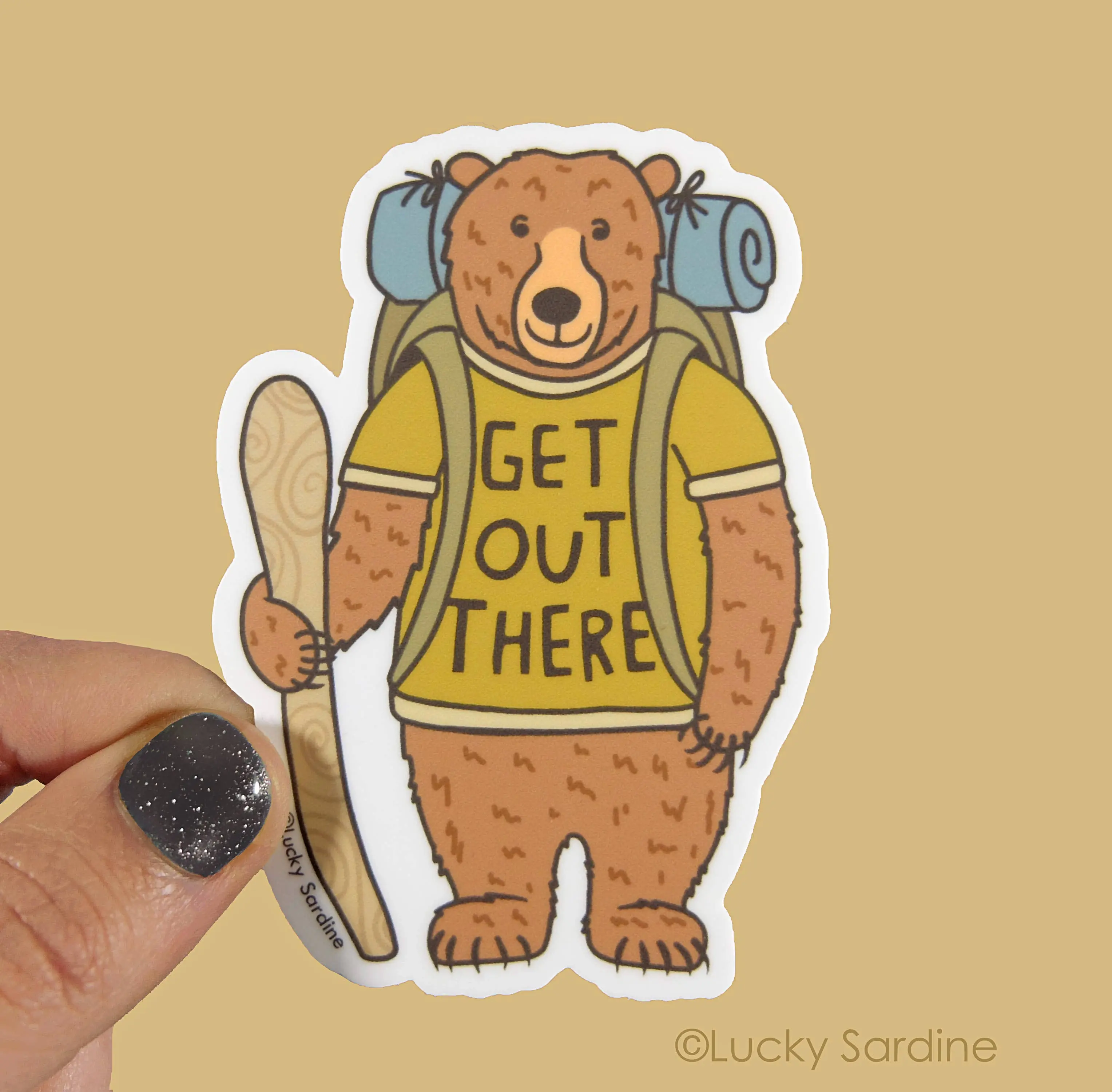 Get Out There Bear Hiking Sticker