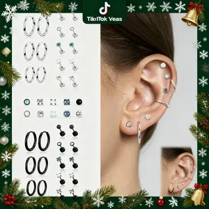 Jstyle Surgical Steel Earrings for Sensitive Ears Hypoallergenic Earrings for Women 20G Flat Back Stud Earrings Cartilage Hoop Earrings 8/10/12MM