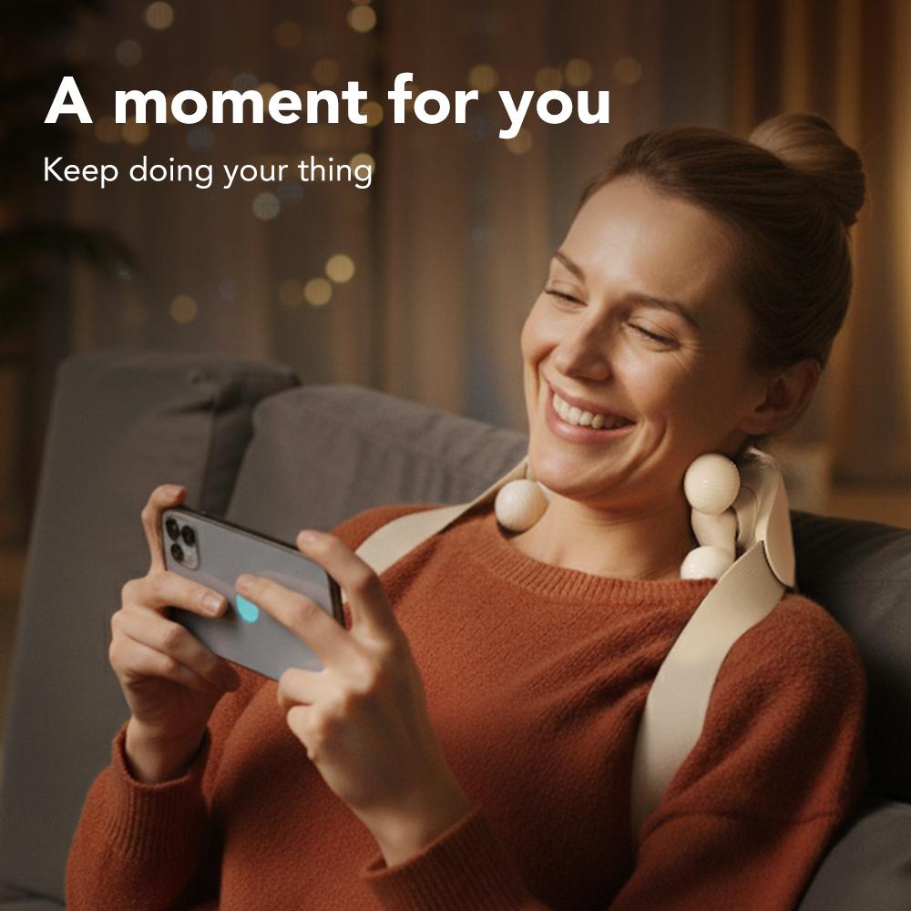 SKG Wireless Neck Massager with 3D Kneading, Red Light & Heat – 6 Modes Massage for Deep Tissue Pain Relief – Ergonomic Fit, – Ideal for Office, Home Use