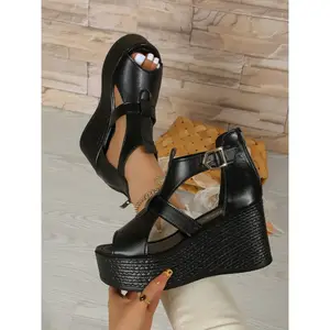 Fashionable Solid Color Open Toe Platform Sandals, Fashionable Platform Sandals for Summer, Stylish All-match Shoes for Women, Girl