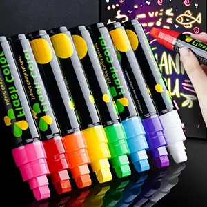 Liquid Chalk Marker Pen (8 Counts/set), Washable Highlighter Markers, Erasable Window Markers for Chalkboard Signs, Glass Window, Art Pen