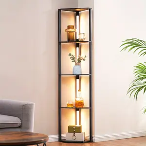 2024 64 inch Dimmable Corner Shelf Floor Lamps for Living Room