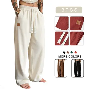 Men’s Casual Athletic Menswear Trousers Relaxed Fit, Drawstring Adjustable Length, Stylish Design, Labeled Decoration, Multi Color Options, Comfortable Fabric, Suitable for Everyday Wear, Trouser