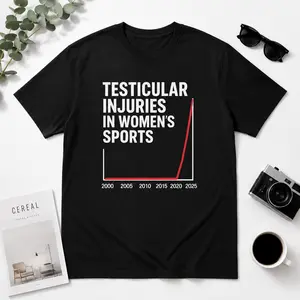 [1]TESTICULAR INJURIES IN WOMEN'S SPORTS Graphic T-Shirt Funny Political Meme Tee Unisex Vintage Washed Cotton Shirt Humor Streetwear Casual Oversized Top Gift for Men Women Trending TikTok Graphic Tee Funny Shirt