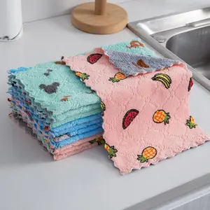Mixed Color 5Pcs Coral Fleece Dishcloths Absorbent Cleaning Towels for Home Kitchens Soft & Durable