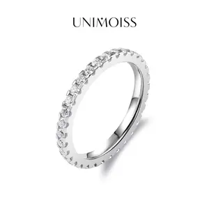 UniMoiss Eternity Ring Band VVS D Color Moissanite Women Engagement Wedding Ring Daily Costume Jewelry Accessories Perfect Birthday Engagement Wedding Anniversary Gifts For Her Women Wedding Set