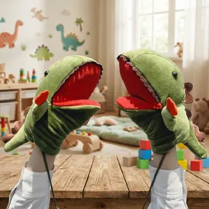 Women's Funny Dinosaur Animal Mitten Gloves with String - Winter Hand Warmer Cute Hamster Mice Costume Handwear Perfect for Xmas Holiday Gift Fashion Accessory Warm Cozy Knitted Design for Girls and Ladies