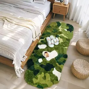 Moss Green Plush Rug 47.24*19.69inch (120*50cm) – Ultra Thick & Super Soft Boho Accent Carpet for Living Room, Bedroom, Bathroom Student housing| Cozy Non-Slip Home Decor CozyHome BohoDecor PlushRug SoftRug HomeDecorFinds BathroomMat