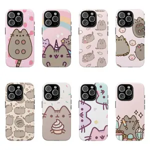 Cute Chubby Cat Ice Cream Tough Phone Case – Kawaii Cartoon Dessert Aesthetic Shockproof Cover Compatible with iPhone 17, 16, 15, 14, 13, 12, 11 & Samsung Galaxy