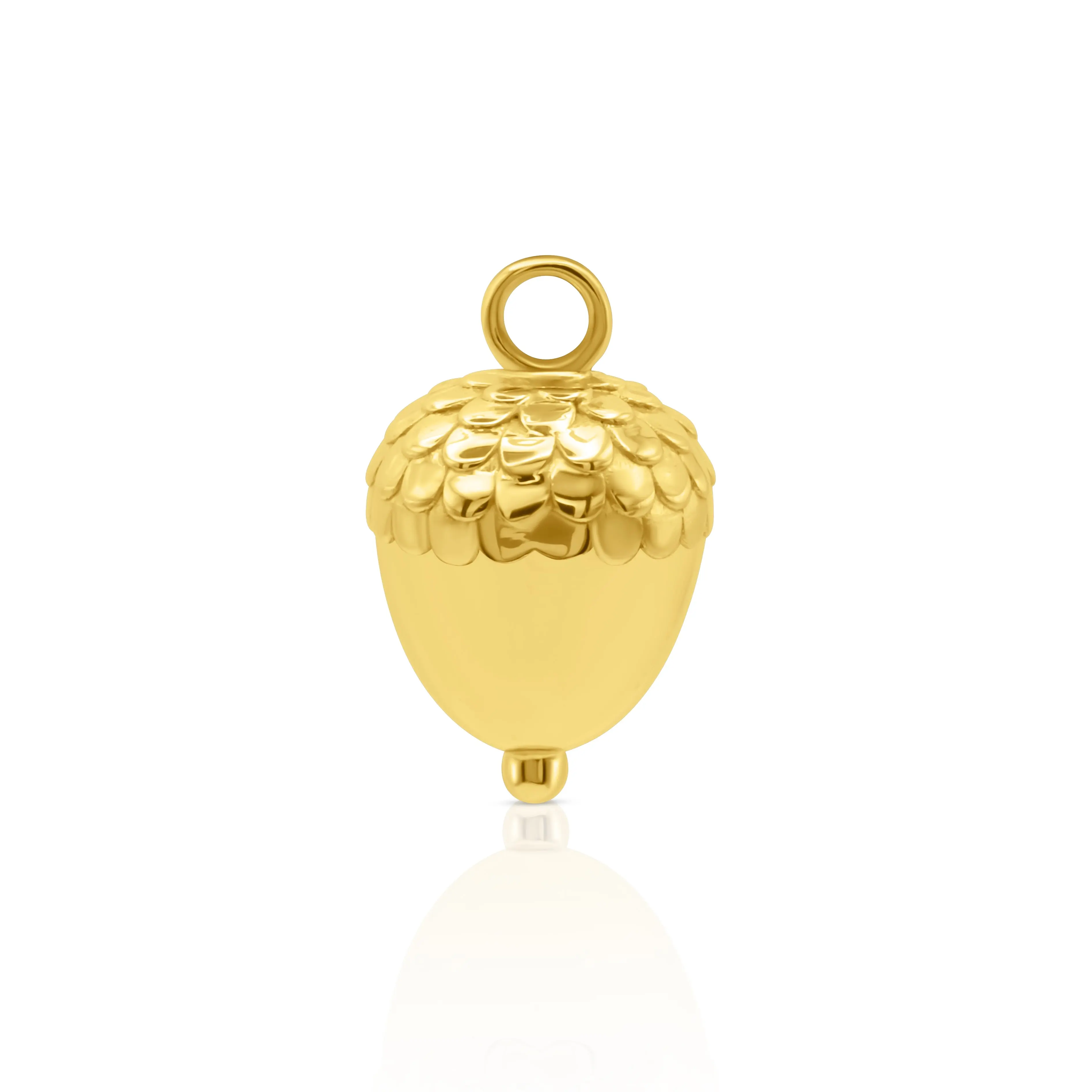 18k Gold Acorn-shaped pendant with micro DGJ logo