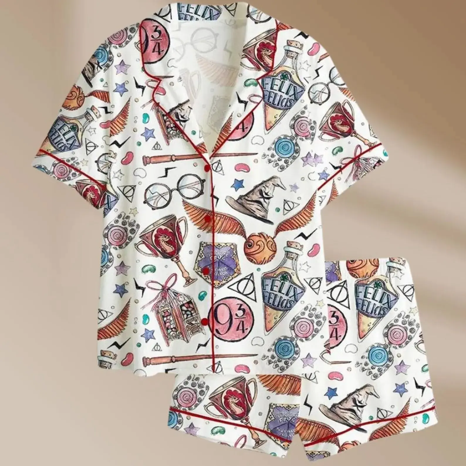 Wizard School Wizard Academy Magic School Satin Pajama Set, Sleepwear, Nightwear Set Gifts For Her