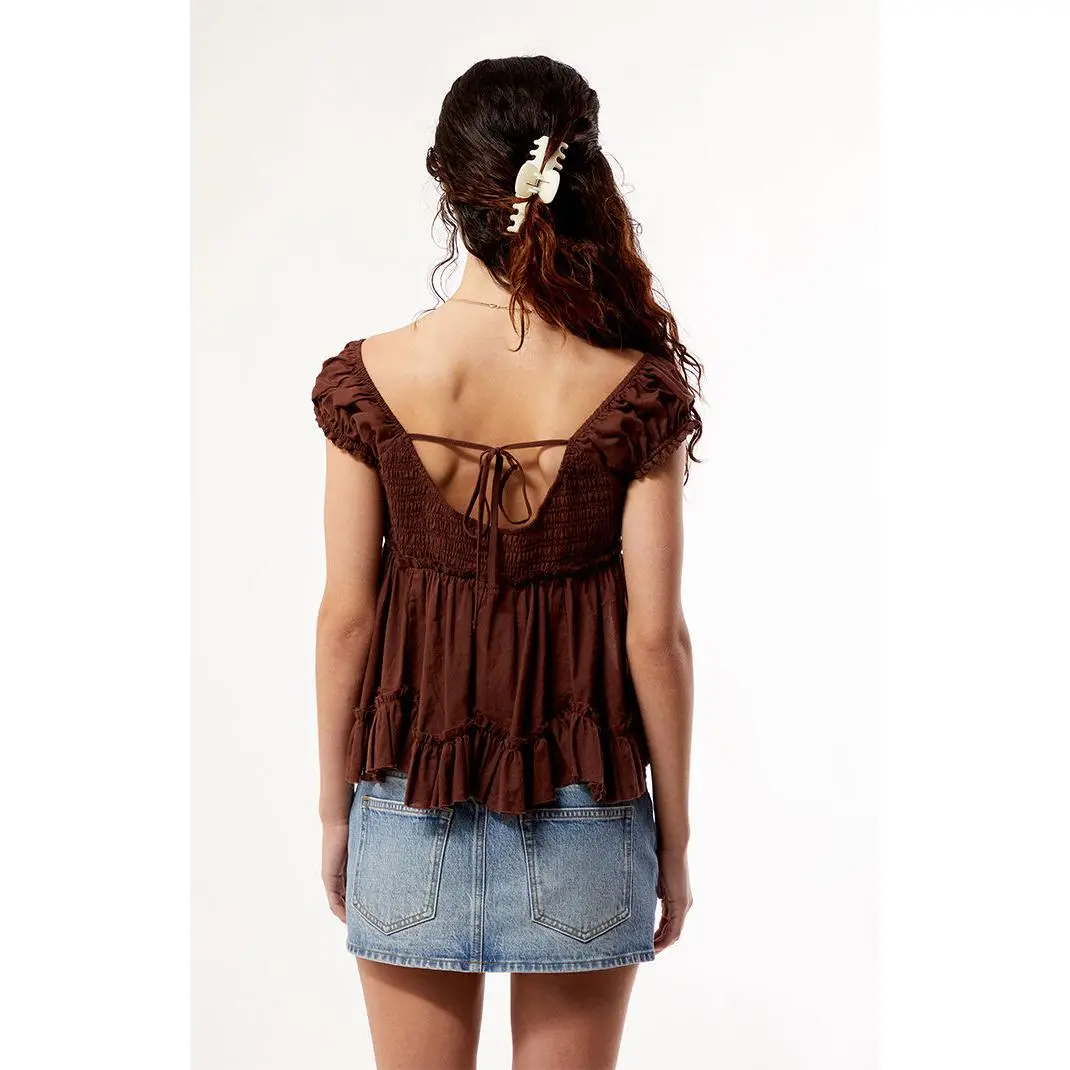 Your Favorite Women's Ellie Lace Trim Button Front Top - TikTok Shop