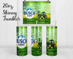Farm and Tractor B33r 20oz Skinny Tumbler | with Lid and Straw | Holographic Gift Box | Gift for Farmer | Heartland of America | Midwest Gift | Insulated Stainless Water Bottles Printed Portable Reusable Washable