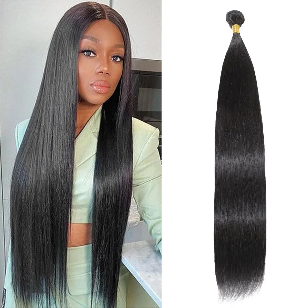 Hot Star Straight Bundle Human Hair Straight Bundle Soft and Silky Natural Color Bundle Hair Extensions 1b Color