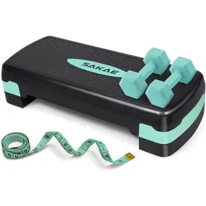 Adjustable Height Aerobic Stepper Set, Multiple Bundle Options with Dumbbells, Kettlebell, Waist Trimmer, Ankle Weights or Weighted Vest, Workout Exercise Step Platform w/Level Risers, 4 Colors