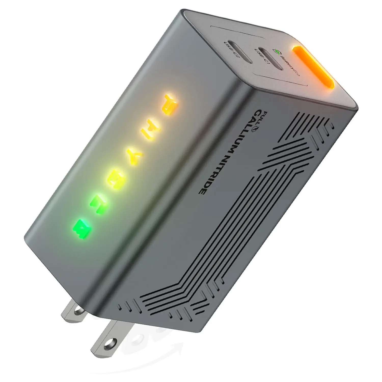 PHYSCE 67W GaN Charger, Up to 43% Faster Two-Device Charging, Sustained 65W Dual USB-C Output, Foldable Plug with 360° RGB Status Light & One-Tap Control, for MacBook Pro 14, iPhone 17/16/15, iPad