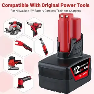 2 Packs 12.0Ah M12 Battery Compatible with M12 Lithium-ion Battery 48-11-2440 48-11-2402 48-11-2411 M12 Cordless Tools High Capacity