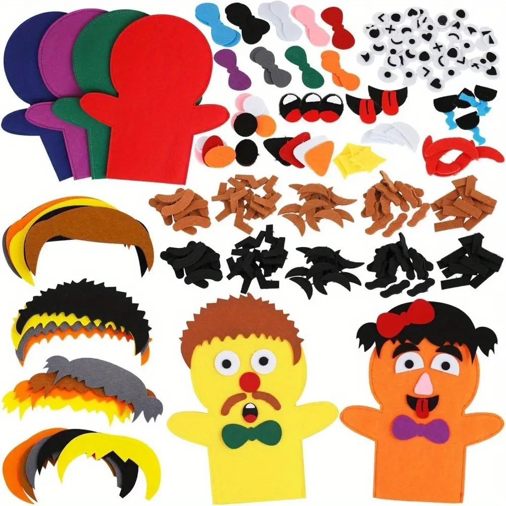1-Set Children's DIY Felt Figurine Making Kit - Customizable Facial Features, Hairstyle Accessories, Kindergarten Teaching Aids, Parent-Child Interaction Gifts for Boys & Girls