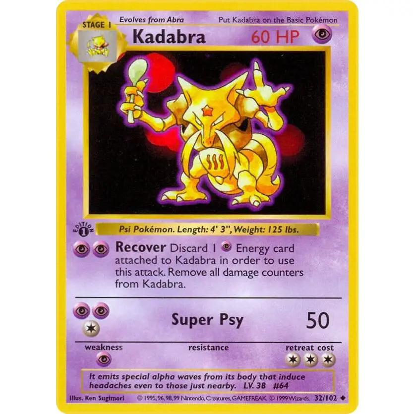 Kadabra - Base Set (1st Edition & Shadowless)