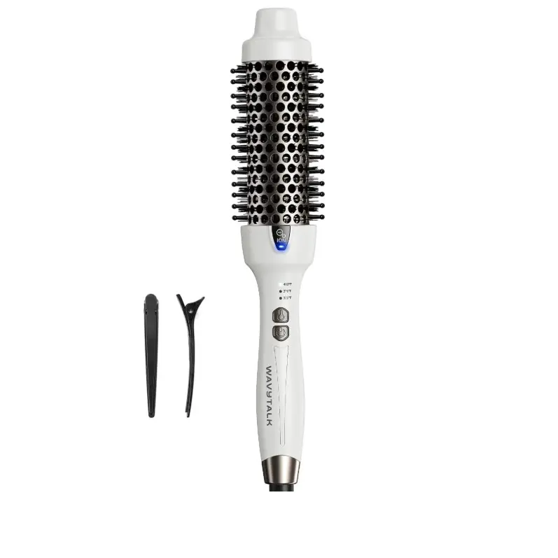 Wavytalk Thermal Brush Blowout Express 1.5" Ionic Heat Round Brush | Creates Smooth Shiny Blowout Look, Salon Blowouts, 3 Temp Settings Dual Voltage, Easy to Use Reduces Frizz, White