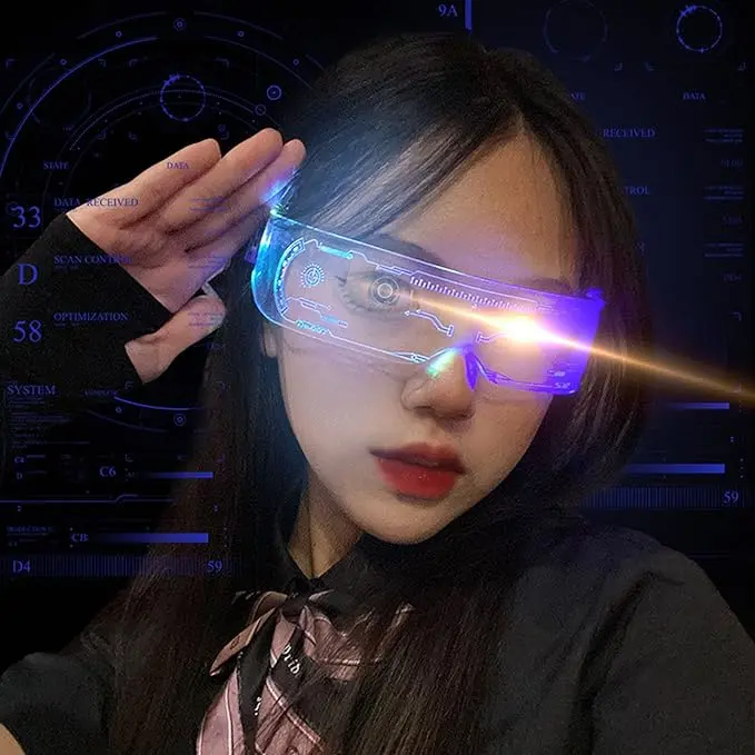 Cyberpunk Glasses Luminous Glasses for Cosplay Bar Club Party Concert Live Glasses Light Up Glasses LED Visor with 7 Colors