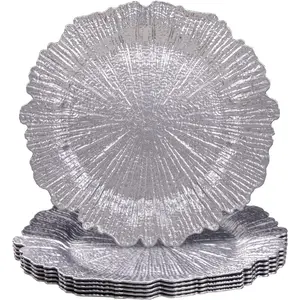 Round 13"  Charger Plates, Reef Plate Chargers Set of 6, Plastic Table Chargers for Dinner Plates, Wedding, Thanksgiving, Christmas