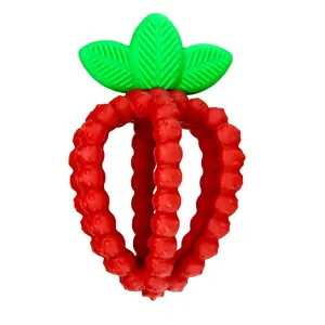 Silicone Baby Teething Toy – Sensory Toy with Textured BerryBumps for Teething Relief, Easy-to-Hold Fruit Shape, BPA-Free, Soothes Front & Back Teeth – Gift for Babies, 3 Months+, Red