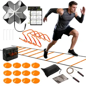 Agility Ladder Training Set with Speed Parachute, Hurdles, Cones, Jump Rope, Athletic Speed & Coordination Workouts Equipment