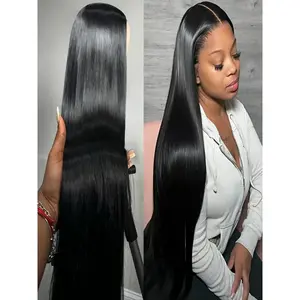 40 50 Inch 200 Density Full Frontal Wig For Black Women Wigs Human Hair 13x4 HD Bone Straight  Transparent Lace Front Wigs