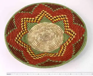 Small Very Thin Coil Finest Quality Handwoven Rwenzori Raffia Shallow Basket/Bowl | 8"