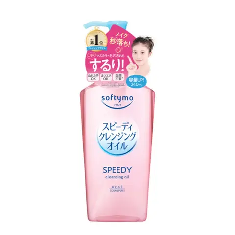 KOSE SoftyMo Speedy Pure Natural Cleansing Oil - 2024 Version (240ml, 200g Option), Adult Gentle Face Wash Makeup Remover with Organic Jojoba Oil, Skin-Softening, Easy Removal, 24-Month Shelf Life, Fresh Finish for Normal Skin