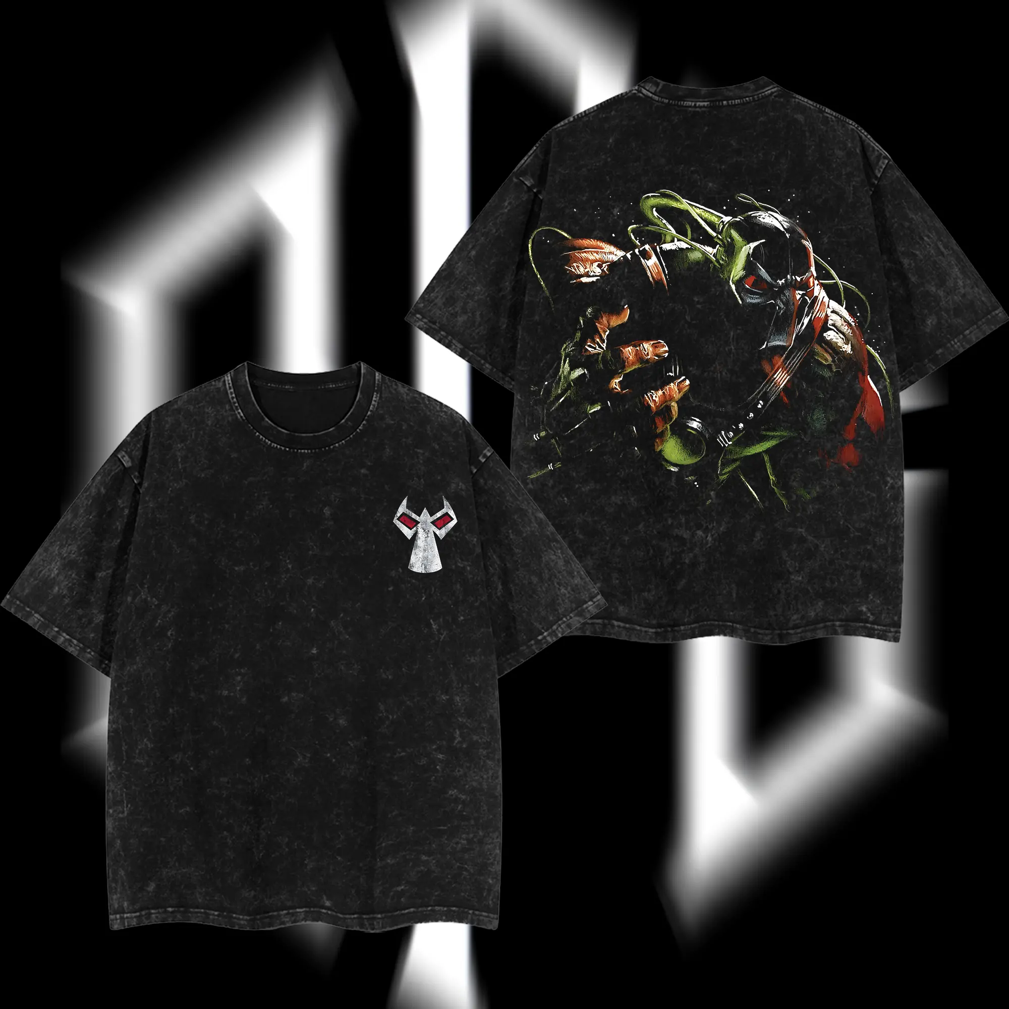 SuperStyle Bane "The Man Who Broke the Bat" Graphic T-Shirt, Vengeance of Bane #1 Hero verse Comics Edition, Double-Printed Oversize Lightweight Acid-Washed Apparel, Classic Round Neck Seamless Shortsleeve Cotton Streetwear Top (Menswear)
