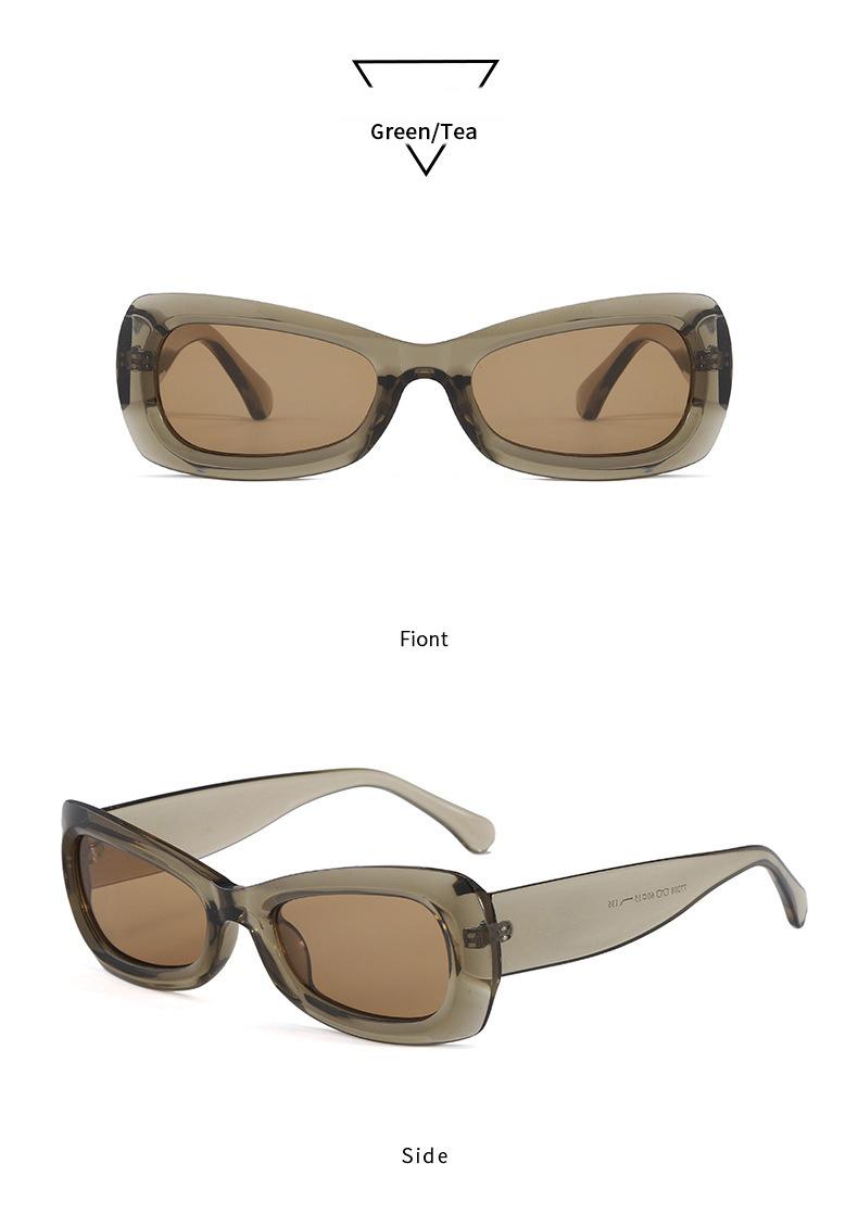 Chunky Retro Rectangular Sunglasses - Bold Slim Frame with Smooth Temple Arms, UV400 Protection Shades Perfect for Y2K Cool Girl Aesthetic and Street Style Must-Haves