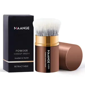 Retractable Makeup Brush with Paper Box, Portable Powder Foundation Sunscreen Brush with Cover, Professional Makeup Tools for Women, Beauty Travel Brush, Cosmetic