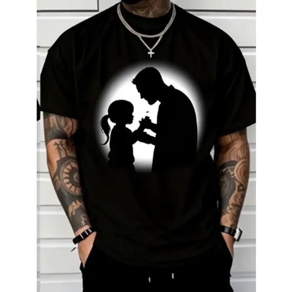 Men's Retro Round-Neck Short-Sleeve Cotton Graphic T-Shirt, Spanish "Para El Mundo Solo Eres Un Papá" Print, Oversized Casual Sport Top, Latino Dad Father's Day/Birthday Gift, Comfortable Fabric Family Outfit, Menswear, Matching