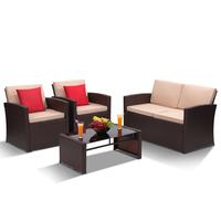 New-brown Rattan With Beige Cushion-4pcs