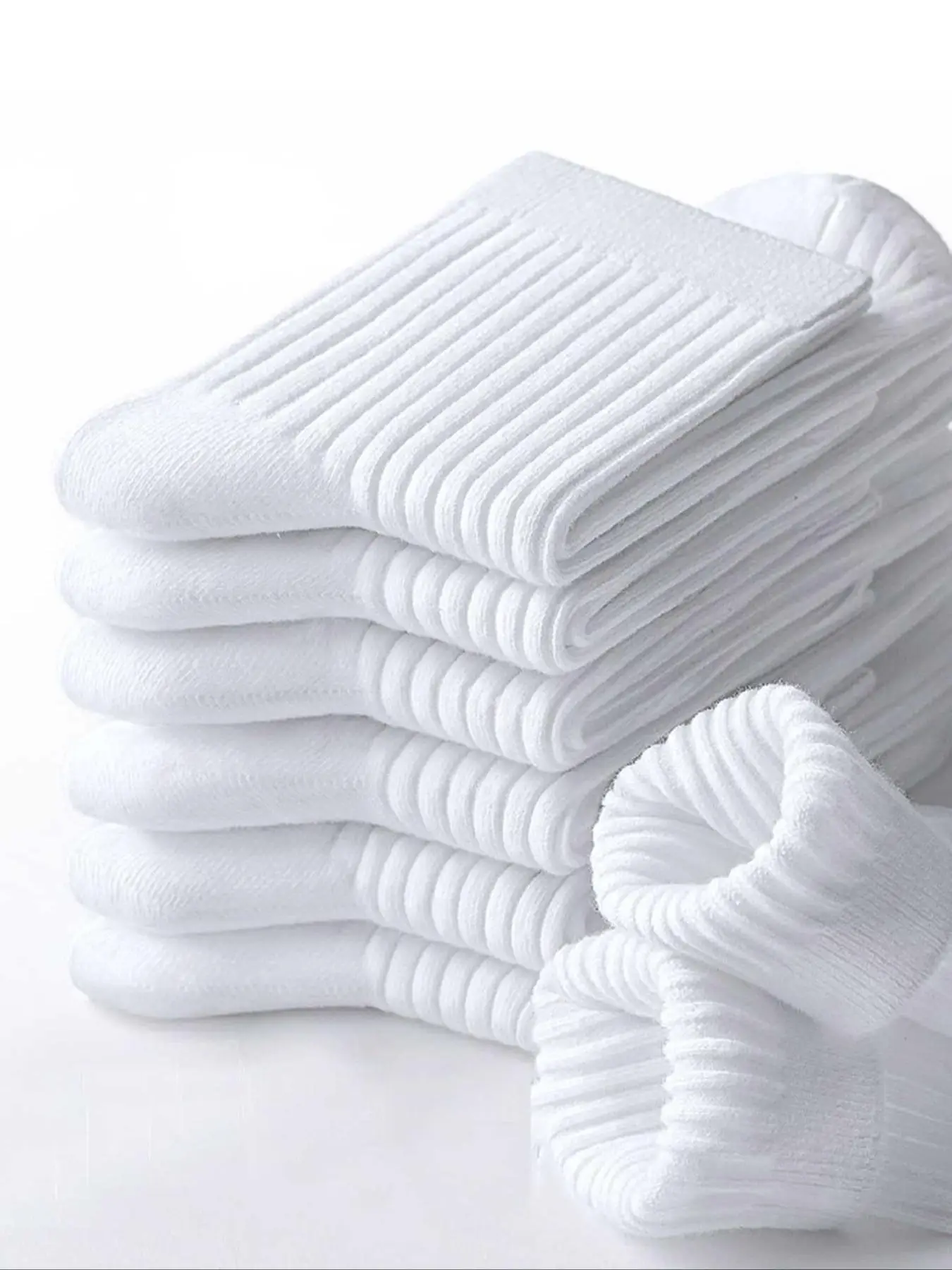 Men's 6 Pairs Solid Crew Socks, Soft Comfy Breathable Mid Calf Socks for Daily Life, Men's Socks & Hosiery for All Seasons