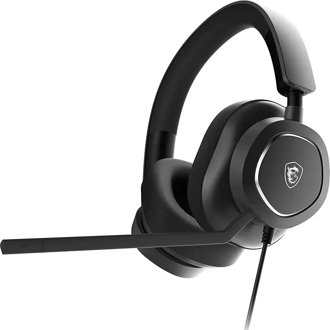 MSI Maestro 300 Electronic Headset - Black, Plug-Enabled, Adjustable Design, Memory Foam, Detachable Parts