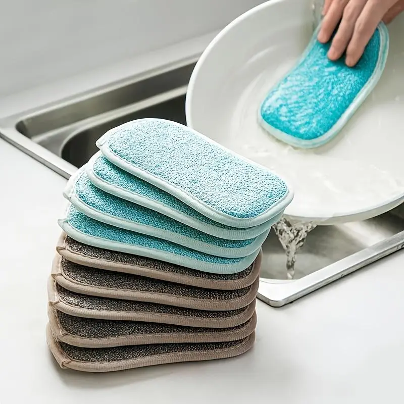 4pcs Non-Scratch Microfiber Sponge, Multi-Purpose Scrub Sponges For Kitchen Kitchen Gadgets