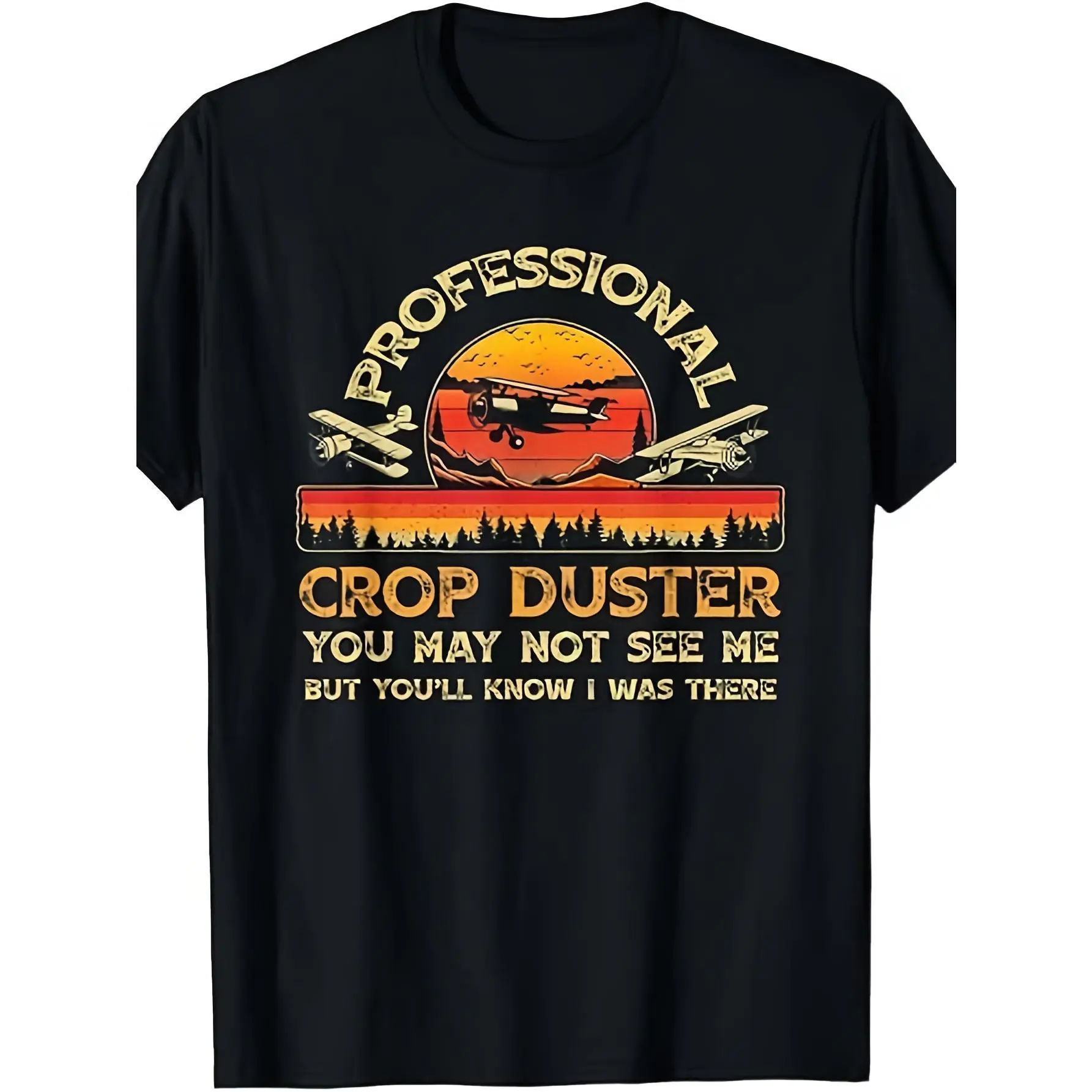 Men's Professional 100% Cotton Crop Duster Tee - Soft Fabric, Fade Resistant, Funny Vintage Graphic Print, Fashion Short-Sleeve Casual Streetwear Top